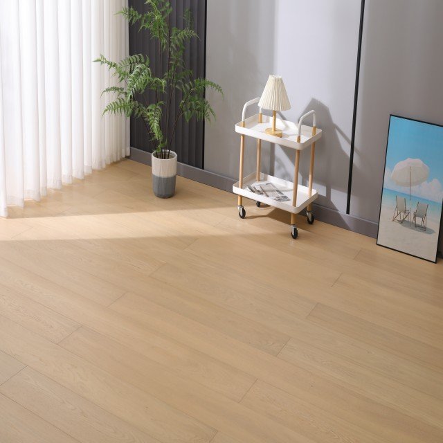 Ibiza Select grade Oak hardwood flooring with Brushed surface - 7.5" wide planks installed in Houston home interior