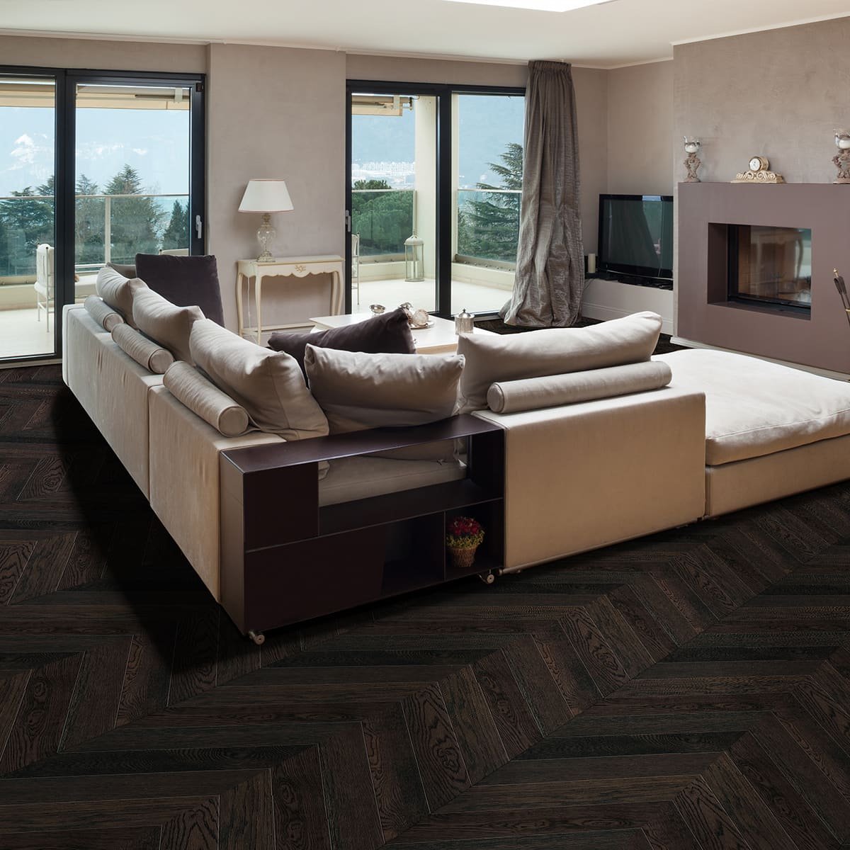 Ivory Coast hardwood flooring detail view 2 - Wire Brushed texture and grain pattern