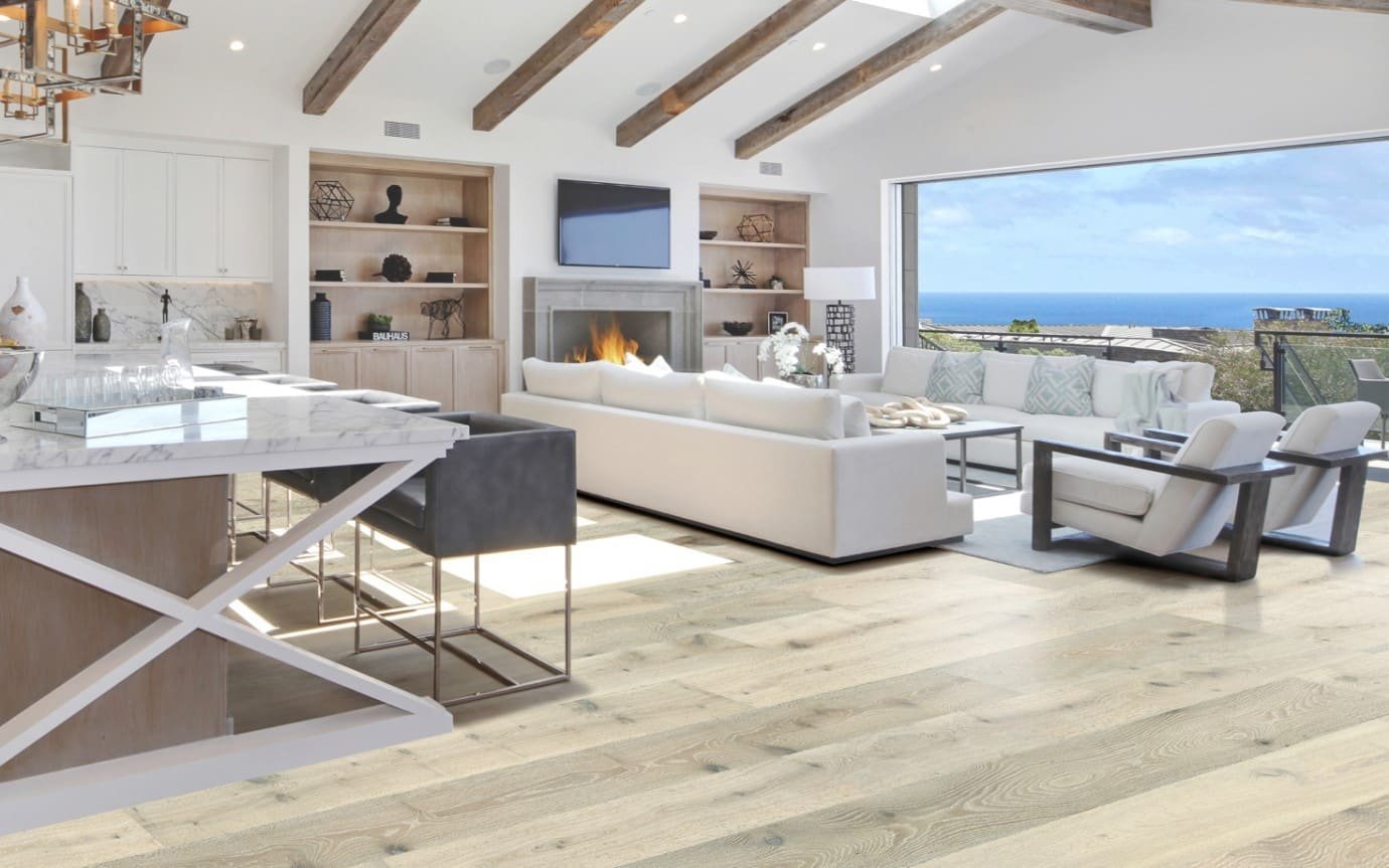 Laguna Mist hardwood flooring detail view 2 - Wire Brushed texture and grain pattern