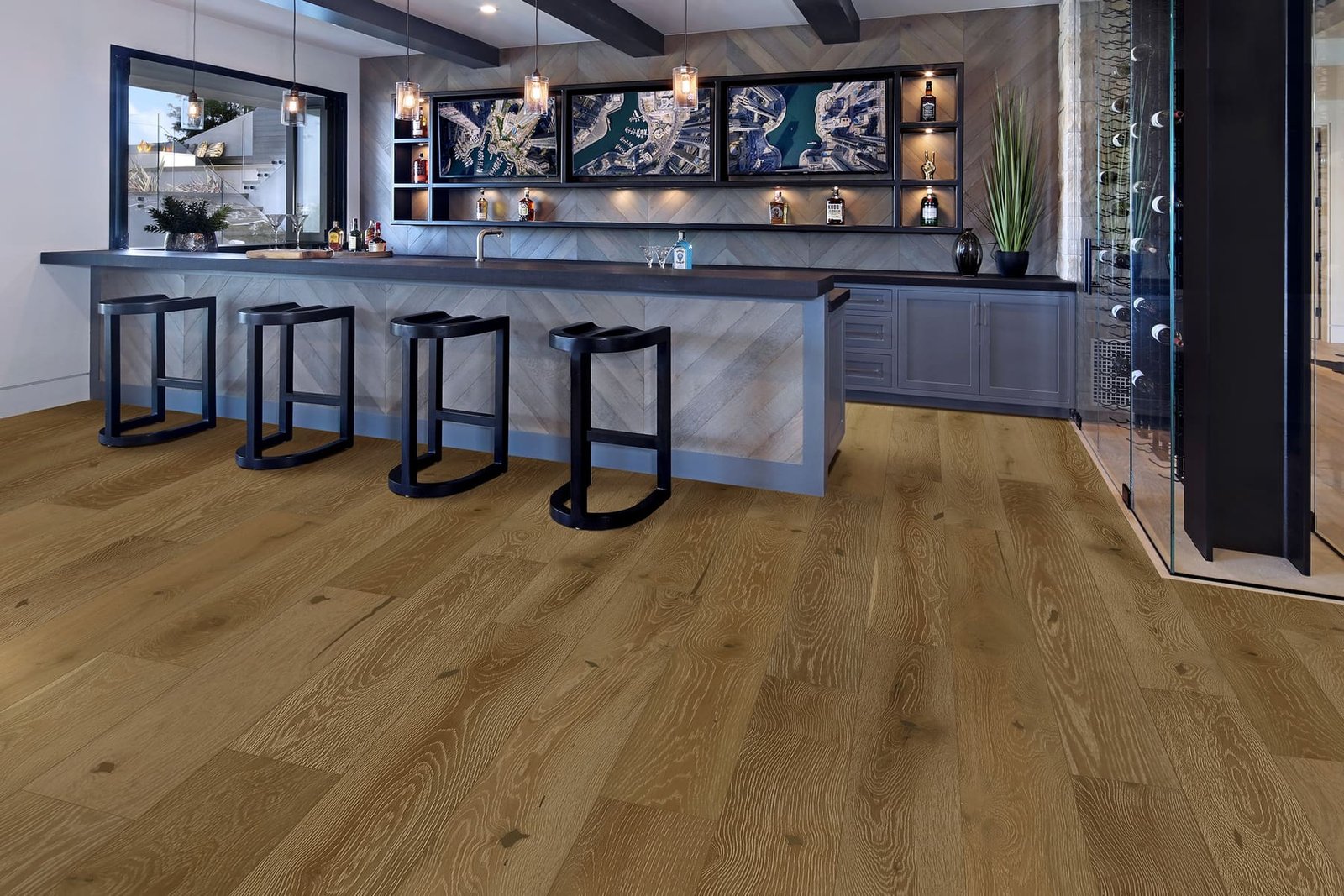 Maple Haven hardwood flooring detail view 2 - Wire Brushed texture and grain pattern