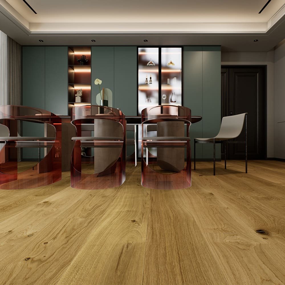 Menorca hardwood flooring detail view 2 - Brushed texture and grain pattern