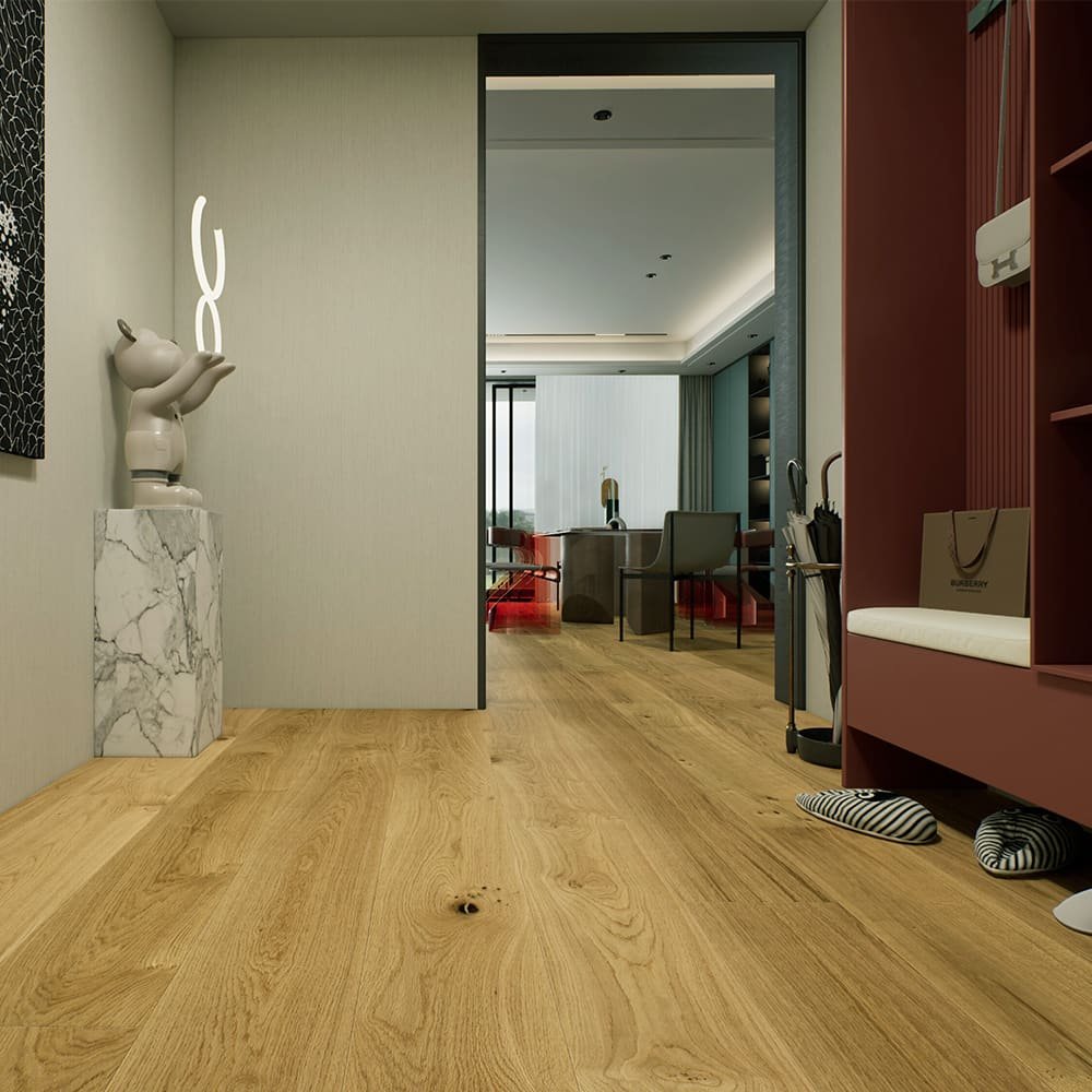Menorca hardwood flooring detail view 3 - Brushed texture and grain pattern