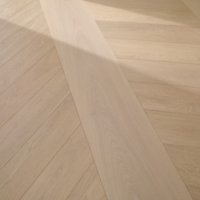 Valencia ABC grade European White Oak hardwood flooring with Brushed surface - 5" wide planks installed in Houston home interior