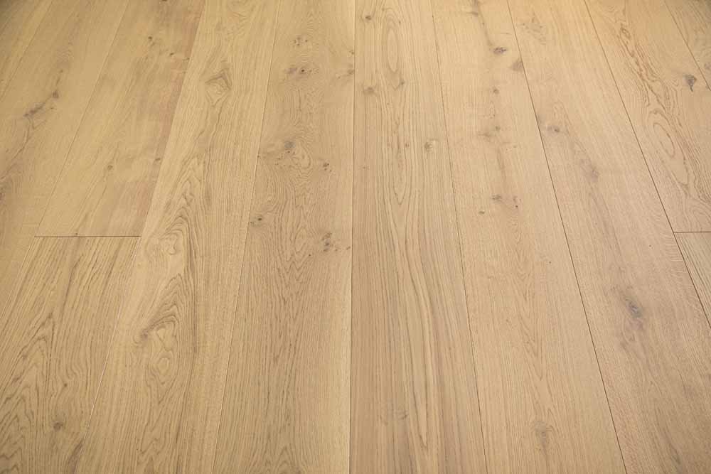 Verona Character grade European White Oak hardwood flooring with Brushed surface - 10.25" wide planks installed in Houston home interior