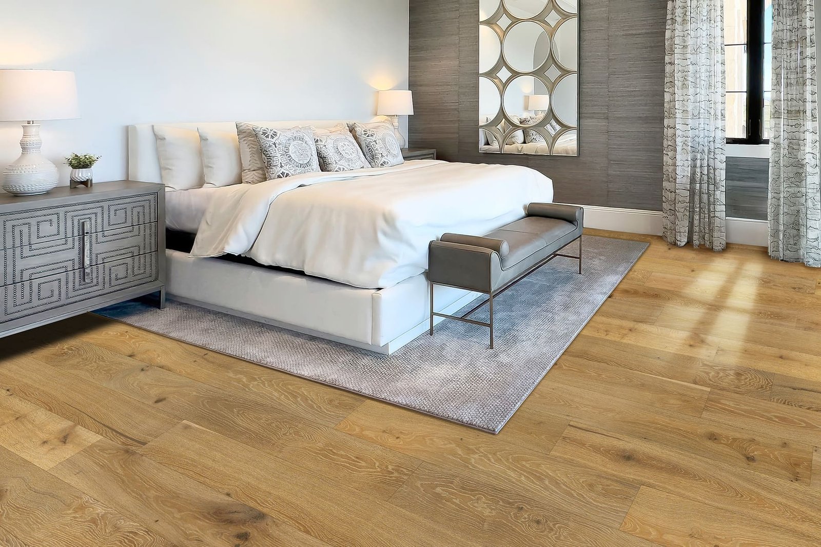 Woodland Ember hardwood flooring detail view 2 - Wire Brushed texture and grain pattern